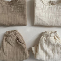 Children's Clothing Set 2025 New Summer Boy's Suit Comfortable Solid Color Top+Short CasualTwo-piece Suit.
