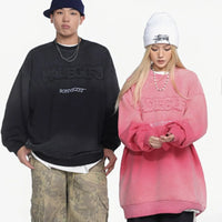 Men Clothing High street New Trend Heavy Industry Washed Embroidered Antique-style Sweatshirt for men and women