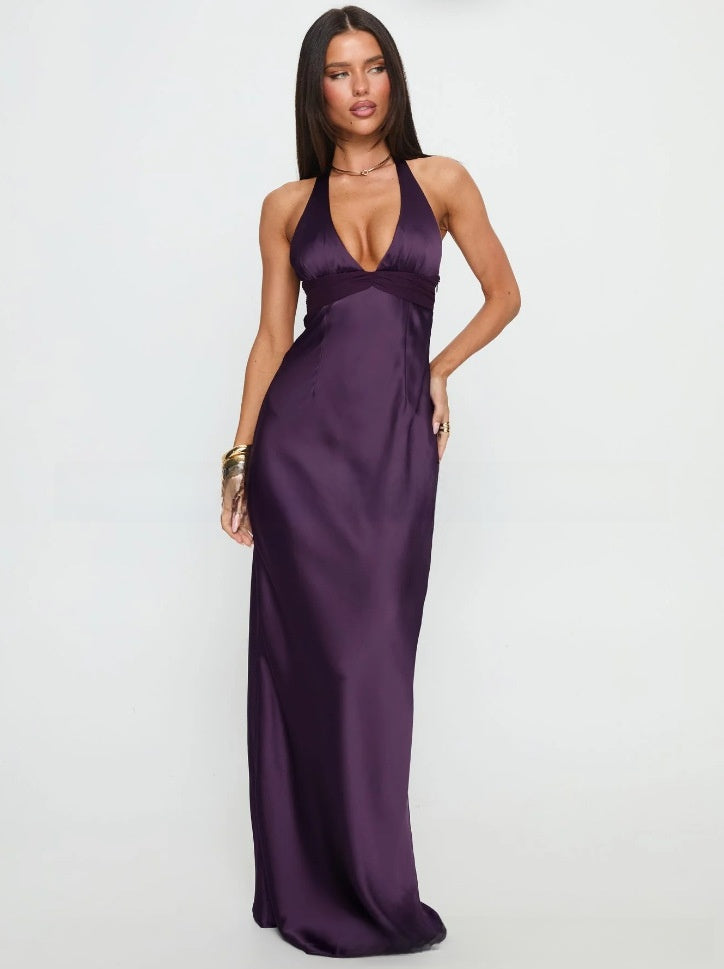 Slim Fit Deep V-Neck Dress Belle & Voile Purple / L