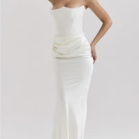 One Shoulder Pleated Bodysuit Dress Belle & Voile 