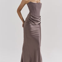 One Shoulder Pleated Bodysuit Dress Belle & Voile 