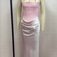 One Shoulder Pleated Bodysuit Dress Belle & Voile Pink Ver1 / XS