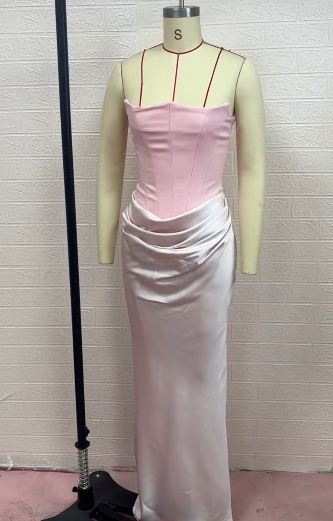 One Shoulder Pleated Bodysuit Dress Belle & Voile Pink Ver1 / XS