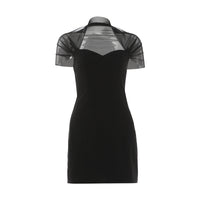 Elegant Mesh Panel Slim Dress Belle & Voile    Black / M